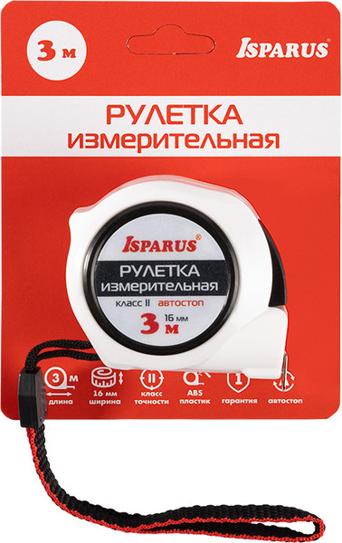 Изображение товара Рулетка Нора-М Isparus 16мм c автостопом / 20542 (3м)