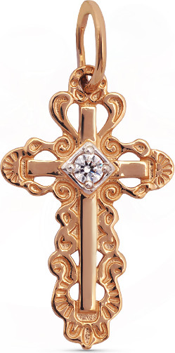 Изображение товара Крестик из желтого золота Кристалл CB33000226773