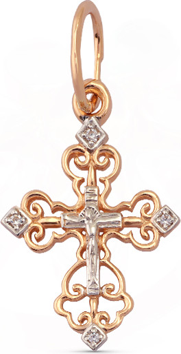 Изображение товара Крестик из желтого золота Кристалл CC48800226773