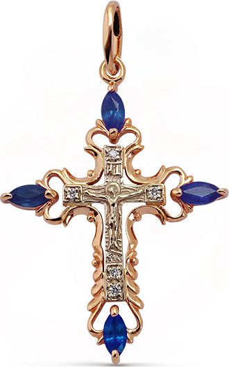 Изображение товара Крестик из желтого золота Кристалл CI47400226773