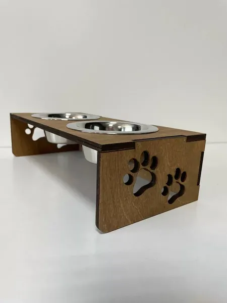 Изображение товара Набор мисок для животных ОМурМебель с двумя мисками (две лапы)