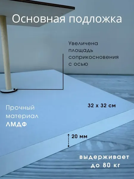 Изображение товара Подставка для торта ОМурМебель трехярусное ЛМДФ квадратное (2см)