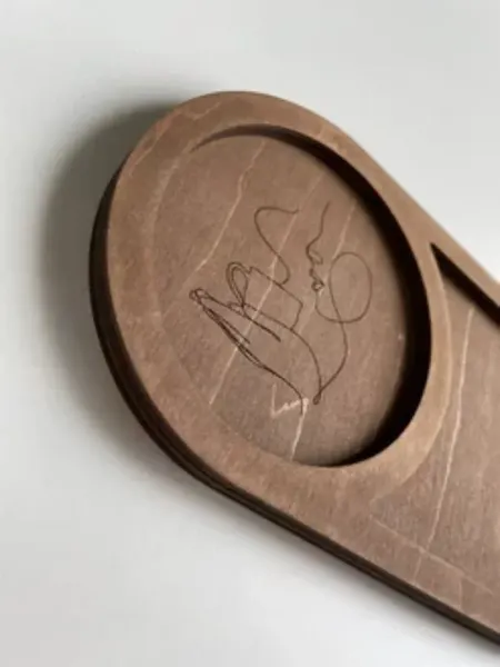 Изображение товара Подставка под кружку ОМурМебель с гравировкой №2 овальная