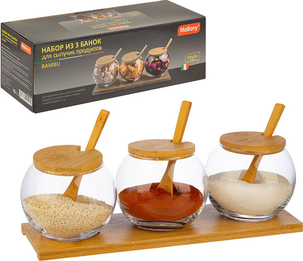 Изображение товара Набор емкостей для хранения Mallony Bambu 111191 (3шт)
