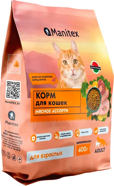 Изображение товара Сухой корм для кошек Manitex Adult Для взрослых Мясное ассорти (400г)