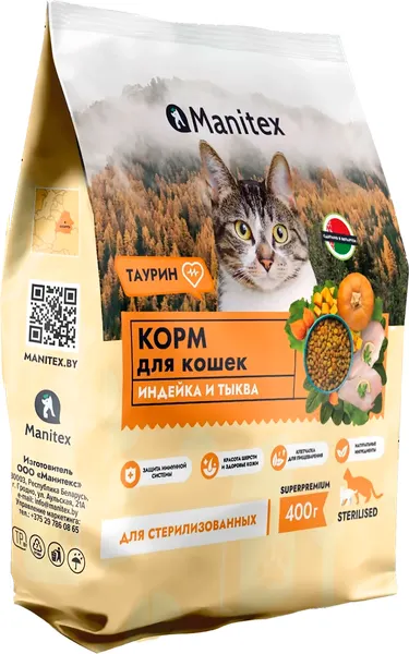 Изображение товара Сухой корм для кошек Manitex Sterilised Индейка и тыква (400г)