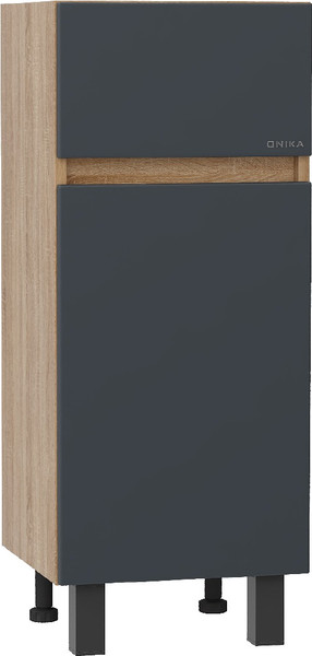Изображение товара Шкаф-полупенал для ванной Onika Милтон 30 напольный / 403095 (серый/дуб сонома, с бельевой корзиной)