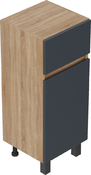 Изображение товара Шкаф-полупенал для ванной Onika Милтон 30 напольный / 403095 (серый/дуб сонома, с бельевой корзиной)