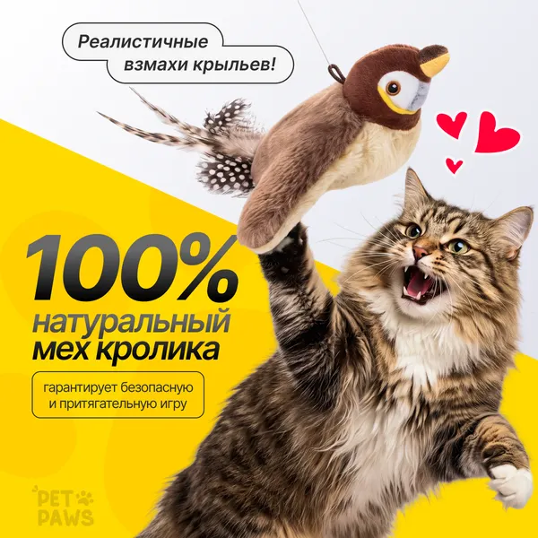 Изображение товара Игрушка для кошек Pet Paws Птичка интерактивная / TS260104