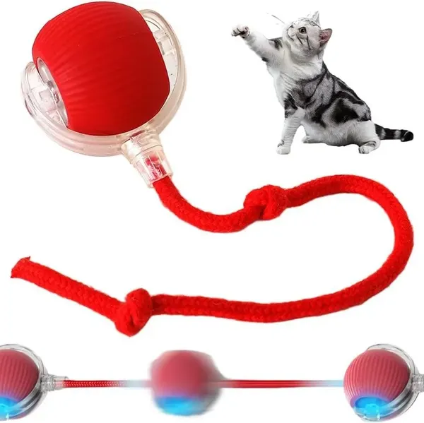 Изображение товара Игрушка для кошек Pet Paws Бегающий шар с хвостиком / JH158 (красный)