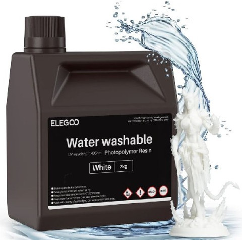Изображение товара Фотополимерная смола для 3D-принтера Elegoo Water Washable / 50.103.0368 (2кг, белый)