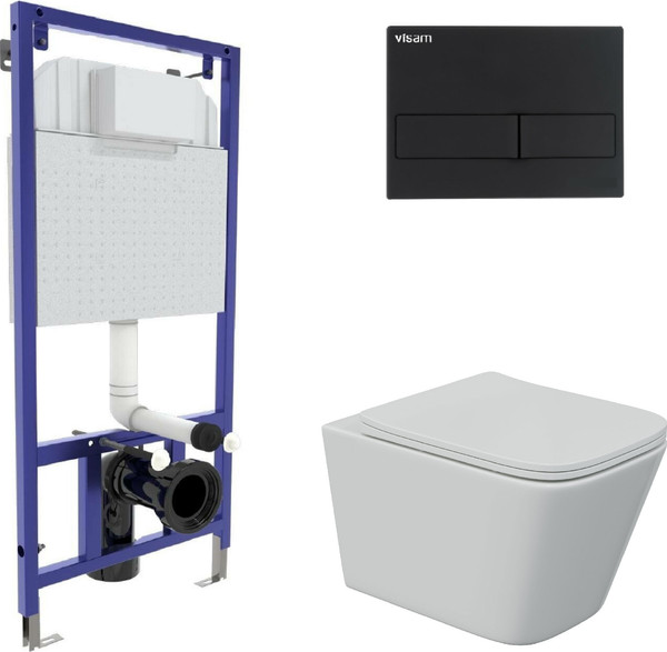 Изображение товара Унитаз подвесной с инсталляцией Berges Floe S Rimless + Visam Slim 525 / EX-043243 (с сиденьем)