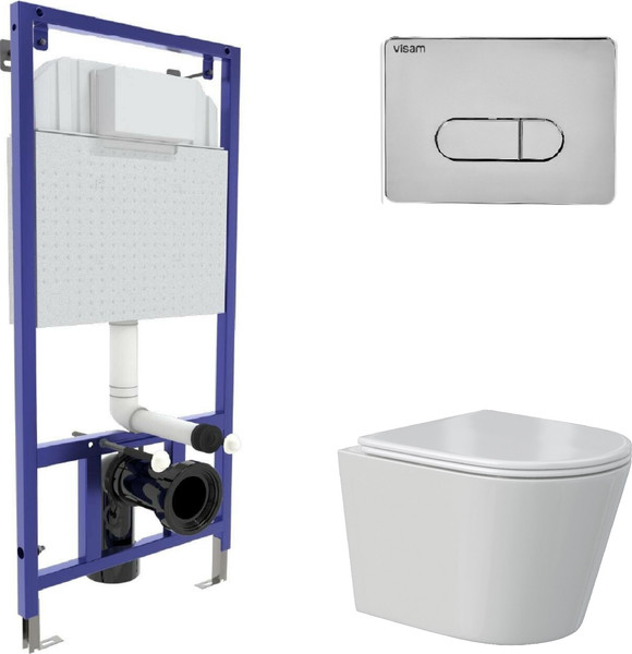 Изображение товара Унитаз подвесной с инсталляцией Berges Vita Rimless + Visam Slim 525 / EX-043375 (с сиденьем)