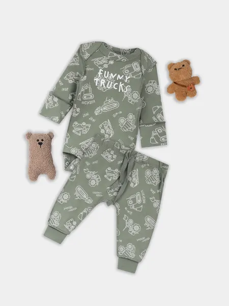 Изображение товара Комплект одежды для малышей Mark Formelle 89404-1 (р.62-40, тракторы на морском)