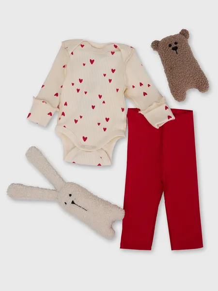 Изображение товара Комплект одежды для малышей Mark Formelle 89406-1 (р.62-40, сердечки на молочном/красный)