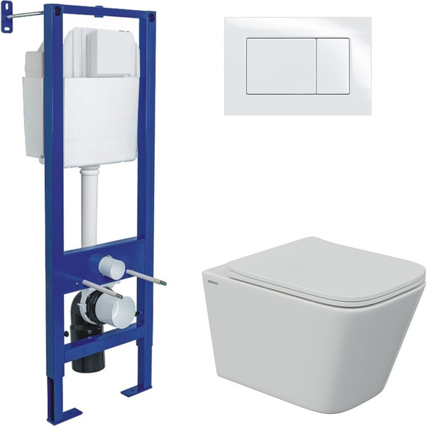 Изображение товара Унитаз подвесной с инсталляцией Berges Floe S Rimless + АТОМ 410 / АТ-043368 (с сиденьем)