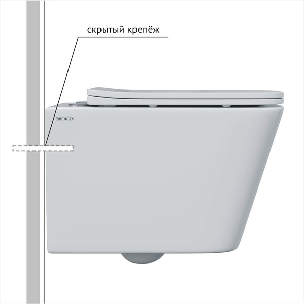 Изображение товара Унитаз подвесной с инсталляцией Berges Floe S Rimless + АТОМ 410 / АТ-043368 (с сиденьем)