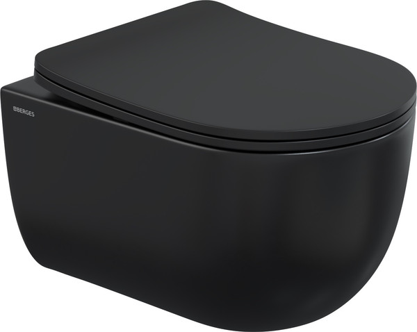 Изображение товара Унитаз подвесной с инсталляцией Berges Ventas Black Rimless + АТОМ 410 / AT-043343 (с сиденьем)