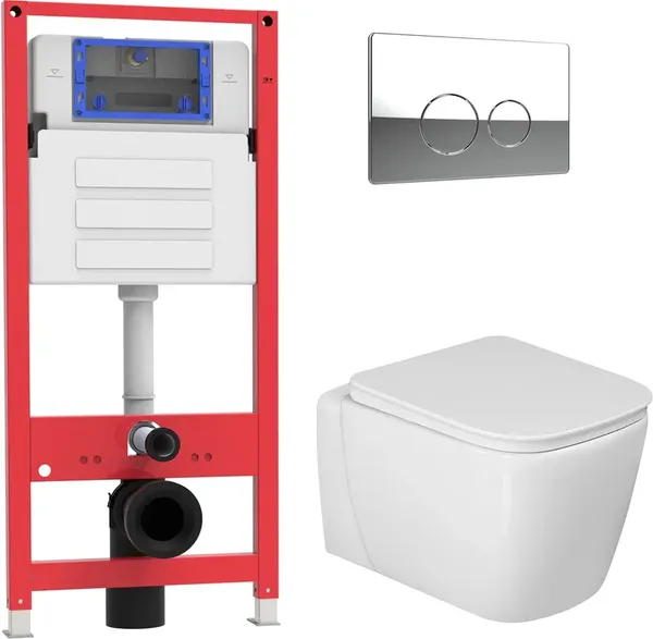 Изображение товара Инсталляция с унитазом подвесным Oliveeka OL-MQG1R22-CR (хром)