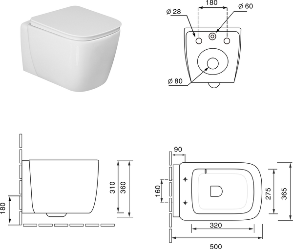 Изображение товара Инсталляция с унитазом подвесным Oliveeka OL-MQG1E12-BGM (матовый оружейный)