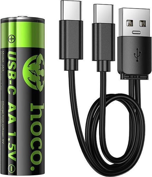 Изображение товара Комплект аккумуляторов Hoco JA3 AA 3200mWh/1.5V + кабель Type-C-Type-C (2шт)