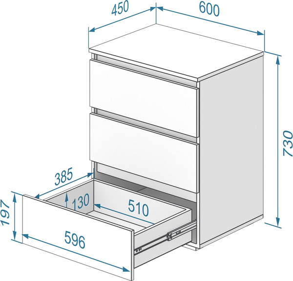 Изображение товара Комод Кортекс-мебель Бари 60 3ш (орех элия/орех элия/белый)