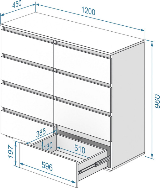 Изображение товара Комод Кортекс-мебель Бари 120 8ш (орех элия/орех элия/орех элия)