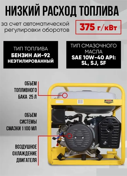 Изображение товара Бензиновый генератор Huter DY 9.5A Grey (64/1/148)