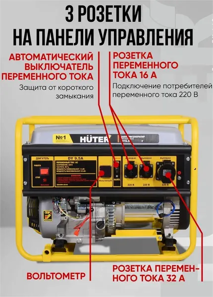 Изображение товара Бензиновый генератор Huter DY 9.5A Grey (64/1/148)