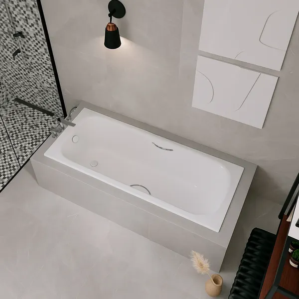 Изображение товара Ванна стальная Lauter Brio Star 160 / 21S1601 + сифон 21Y11010 (с ножками, с ручками, с шумоизоляцией)