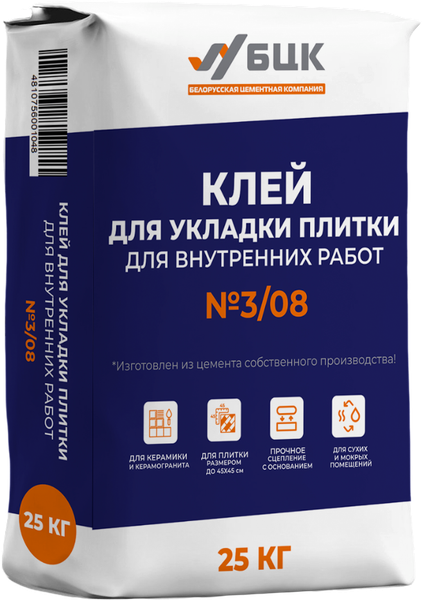 Изображение товара Клей для плитки БЦК 3/08 (25кг)