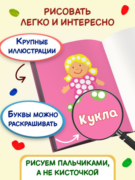 Изображение товара Раскраска Эксмо Рисуем пальчиками. Бабочка, мягкая обложка
