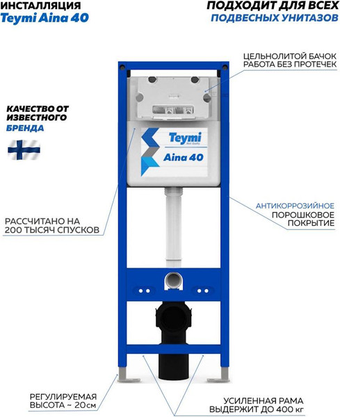 Изображение товара Инсталляция для унитаза Teymi Aina 40 / T70040