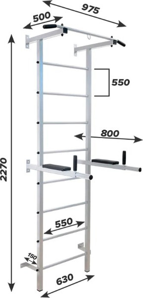 Изображение товара Шведская стенка Absolute Champion Атлант / АЧ 7897 (белый с черными ручками)