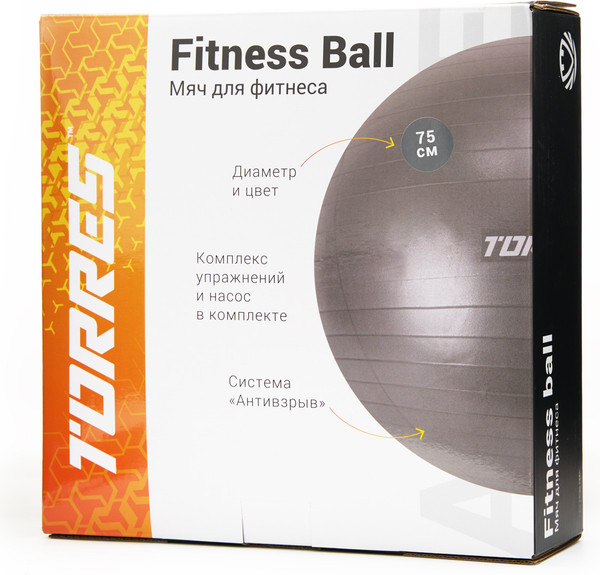 Изображение товара Фитбол гладкий Torres FB122575 (серый)