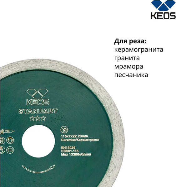 Изображение товара Отрезной диск алмазный KEOS Standart 115мм / DBS01.115
