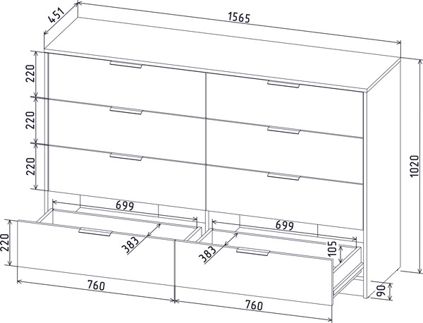 Изображение товара Комод Interline Концепт КТ-К157 Глосс (антрацит/черный)