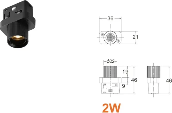 Изображение товара Трековый светильник ILedex Technical Vision 4822-019-D22-2W-24DG-3000K-BK