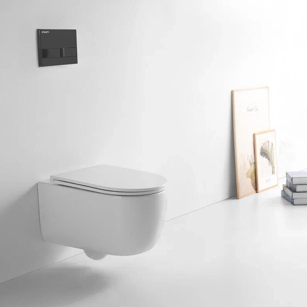 Изображение товара Унитаз подвесной с инсталляцией Berges Tornas Rimless + Visam Slim 525 / EX-043411 (с кнопкой, с сиденьем)