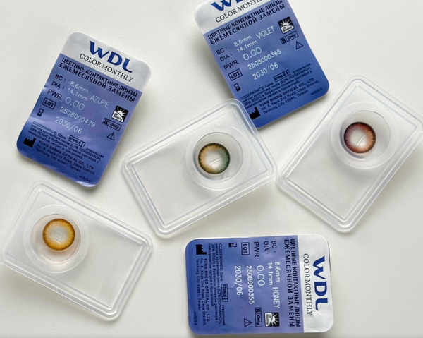 Изображение товара Контактная линза WDL Color Monthly BC 8.6 azure -1.00