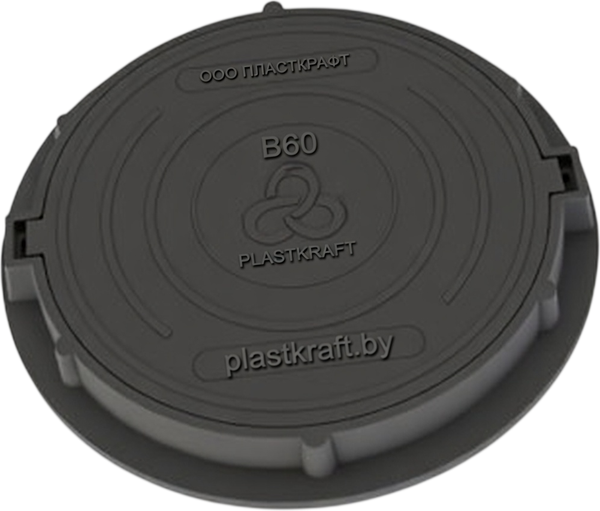 Изображение товара Люк канализационный PLASTKRAFT В60 60 Кн h110 (черный)