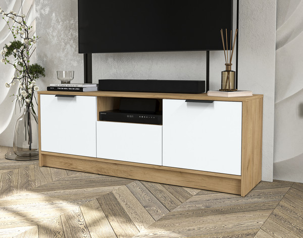 Изображение товара Тумба Interline ТВ Концепт КТ-ТВ3-50 Глосс (дуб золотой/белый)