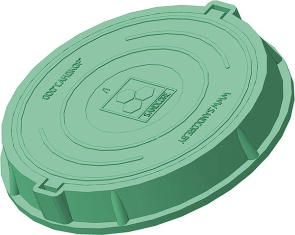 Изображение товара Люк канализационный Сандкор А15 15 Кн h60/25 с ЗУ (зеленый, 60x25)