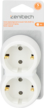 Изображение товара Блок розеточный Zenitech 16A 2X2P+E / 191901 (белый/серый)