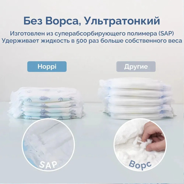 Изображение товара Подгузники детские Hoppi AirDream S 4-8кг / HB-028-S (56шт)