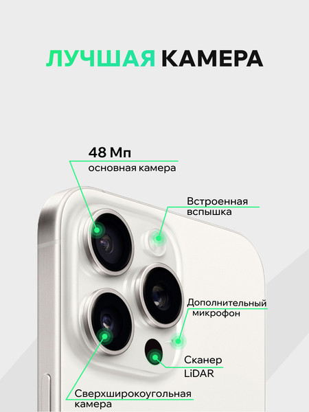 Изображение товара Смартфон восстановленный Apple iPhone 15 Pro 128GB ELNU Грейд В (белый титан)