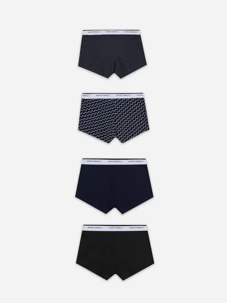 Изображение товара Комплект мужских трусов Mark Formelle 411124-4 (р.98-108, диагональный узор на гл.синем/гл.синий/черный/черная гусиная лапка)
