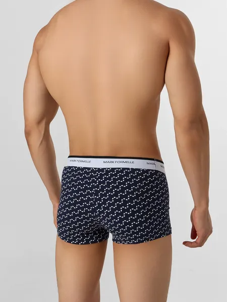 Изображение товара Комплект мужских трусов Mark Formelle 411124-4 (р.98-108, диагональный узор на гл.синем/гл.синий/черный/черная гусиная лапка)