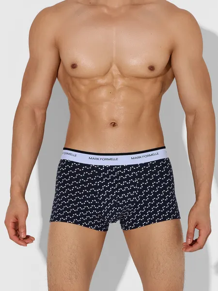 Изображение товара Комплект мужских трусов Mark Formelle 411124-4 (р.98-108, диагональный узор на гл.синем/гл.синий/черный/черная гусиная лапка)
