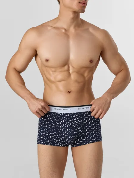 Изображение товара Комплект мужских трусов Mark Formelle 411124-4 (р.98-108, диагональный узор на гл.синем/гл.синий/черный/черная гусиная лапка)